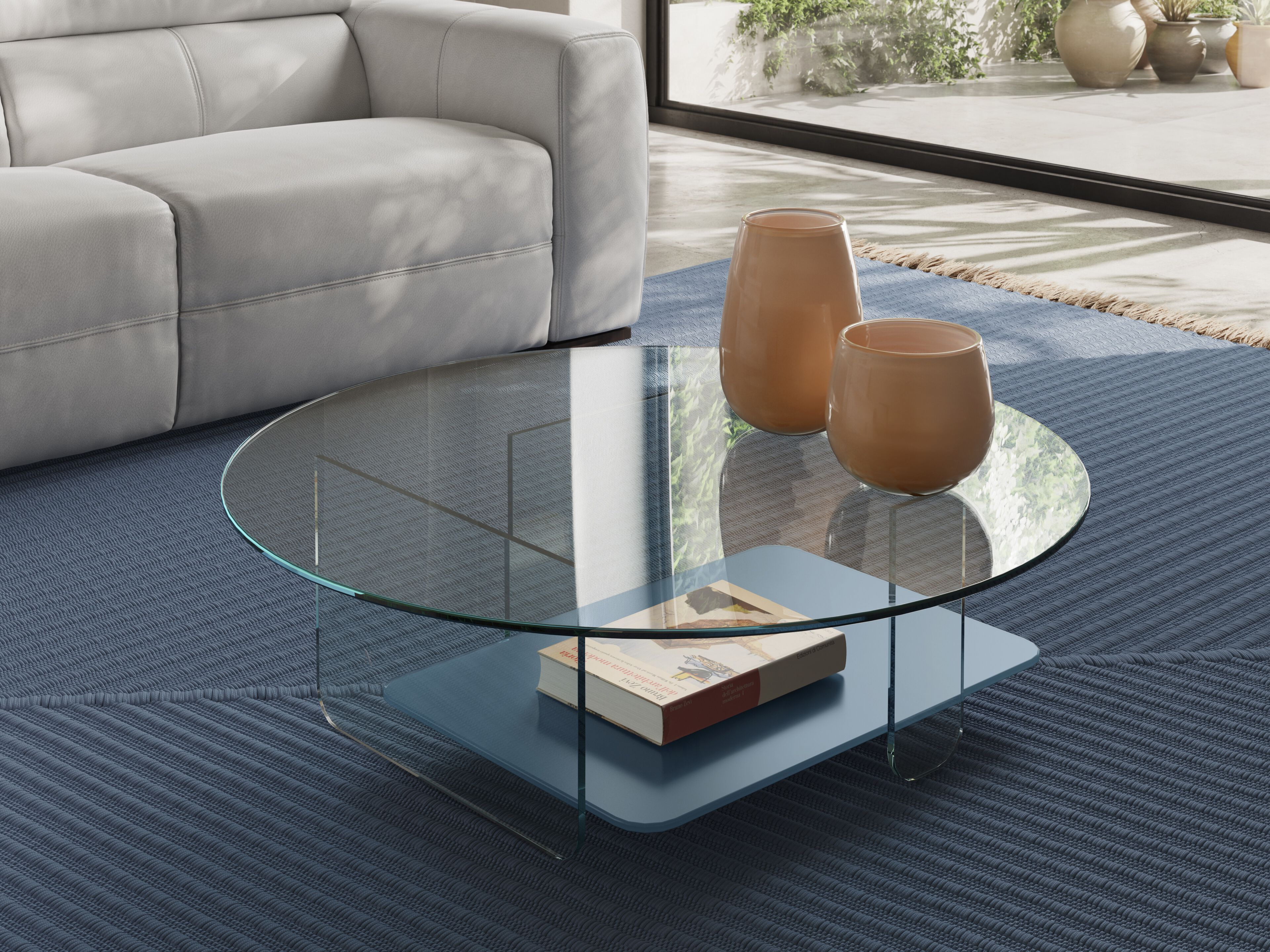 Низкий круглый стеклянный журнальный столик с журнальной стойкой Natuzzi Italia Cava ARCH-00019421 - Вид №2