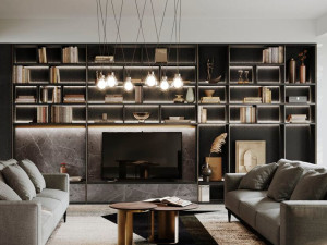 Книжный шкаф из ясеня с освещением