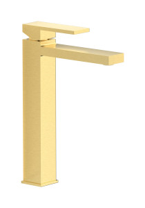 Высокий смеситель для раковины на 1 отверстие в комплекте с донным клапаном WE ARE IB ru202is Brushed Pale Gold Rubacuori