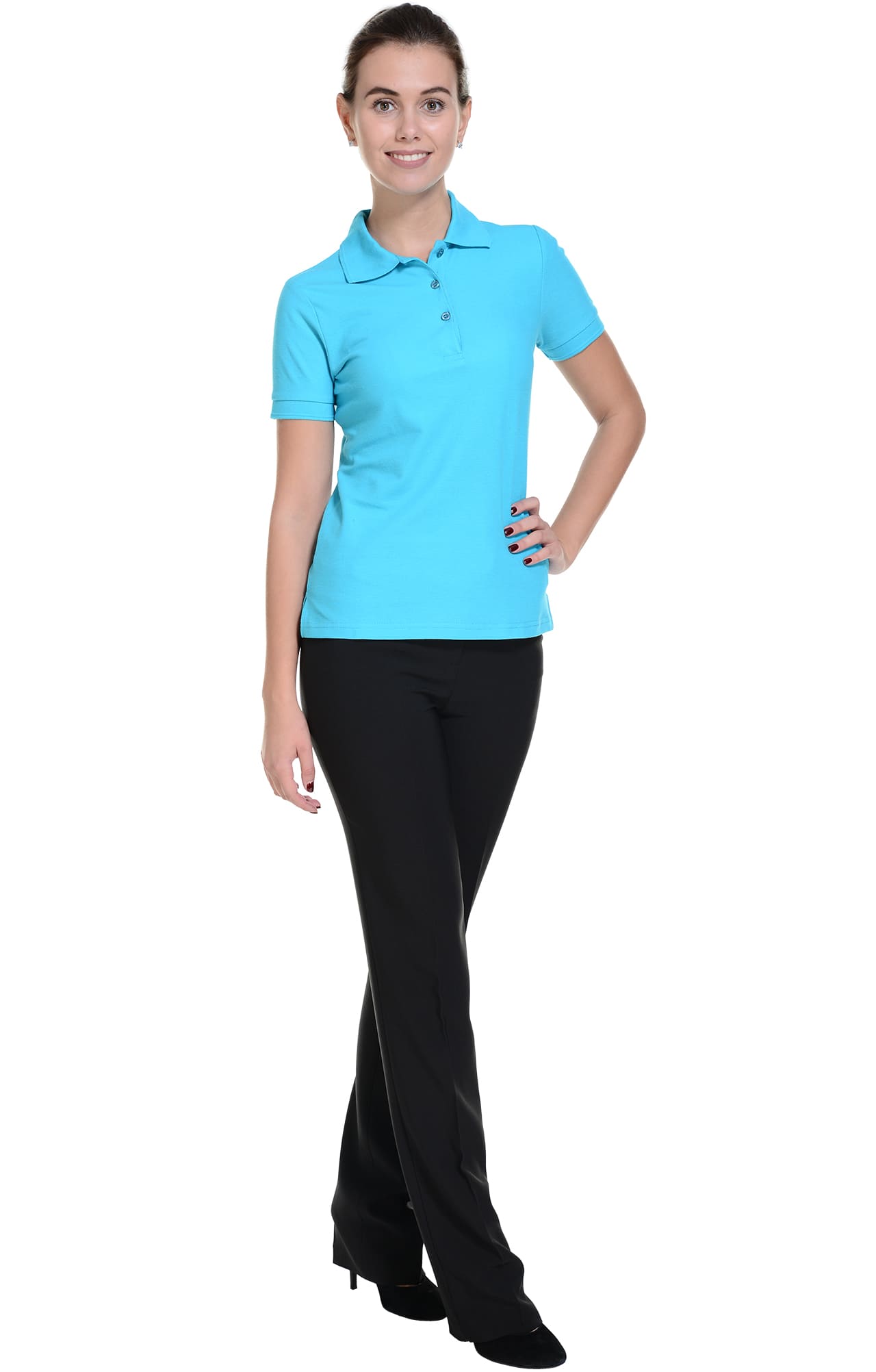 62175 Тенниска-поло женская бирюзовая LUXE  Одежда для салонов красоты  размер XS  - Вид №5