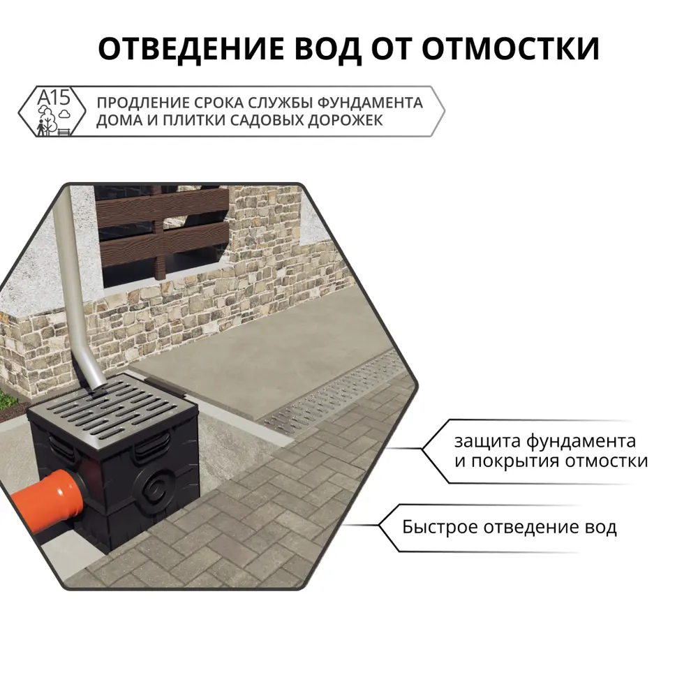 Канал с решеткой Gidrolica 1000x115x55 мм цвет черный STLM-2161643 - Вид №2
