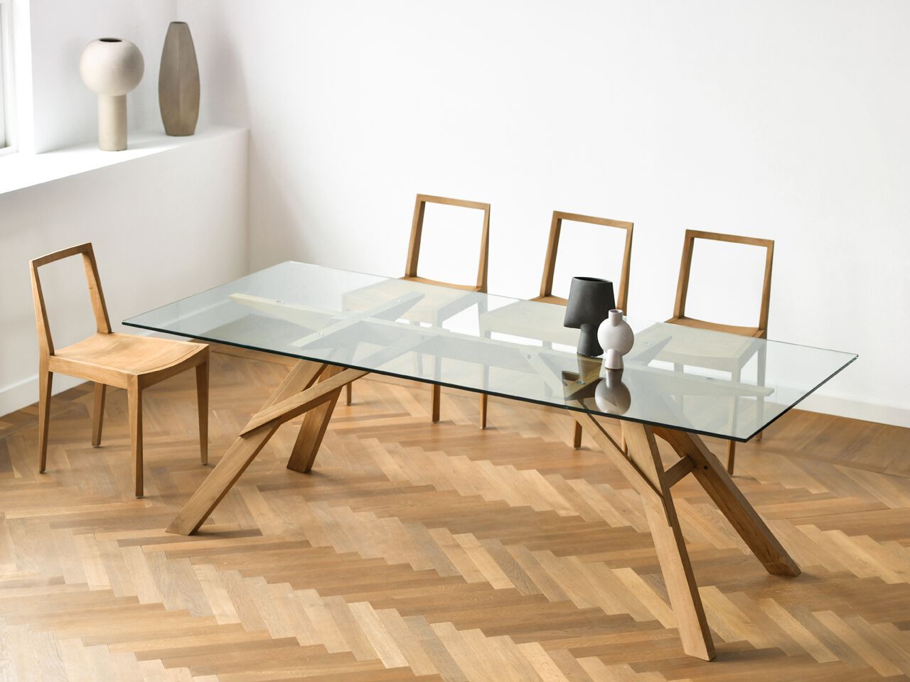 Прямоугольный стол из дерева и стекла Air Division ARCH-00080561 - Вид №3