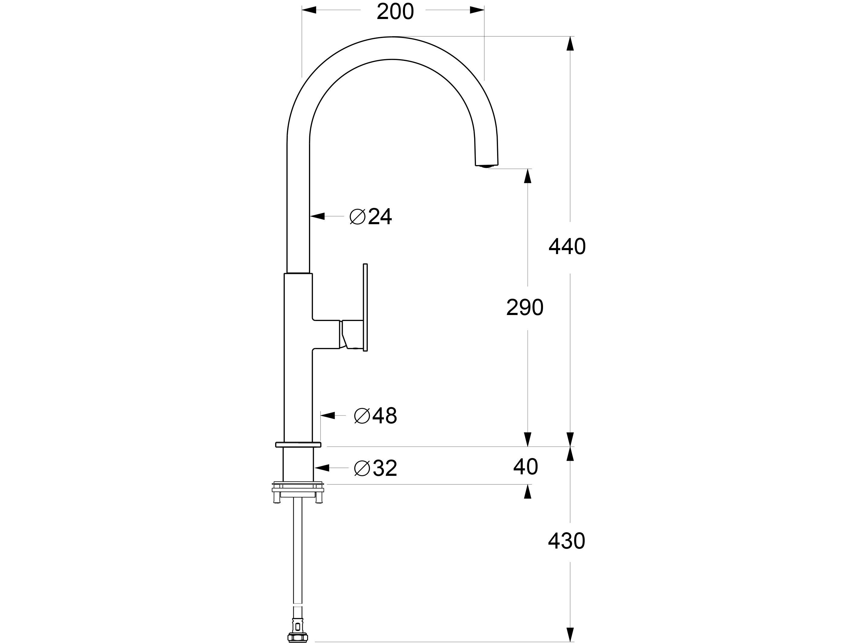 Однорычажный смеситель для кухни с поворотным изливом GUGLIELMI RUBINETTERIE Траверс ARCH-00033603 - Вид №2