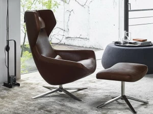 B&B Italia Вращающееся кресло из кожи с высокой спинкой Metropolitan