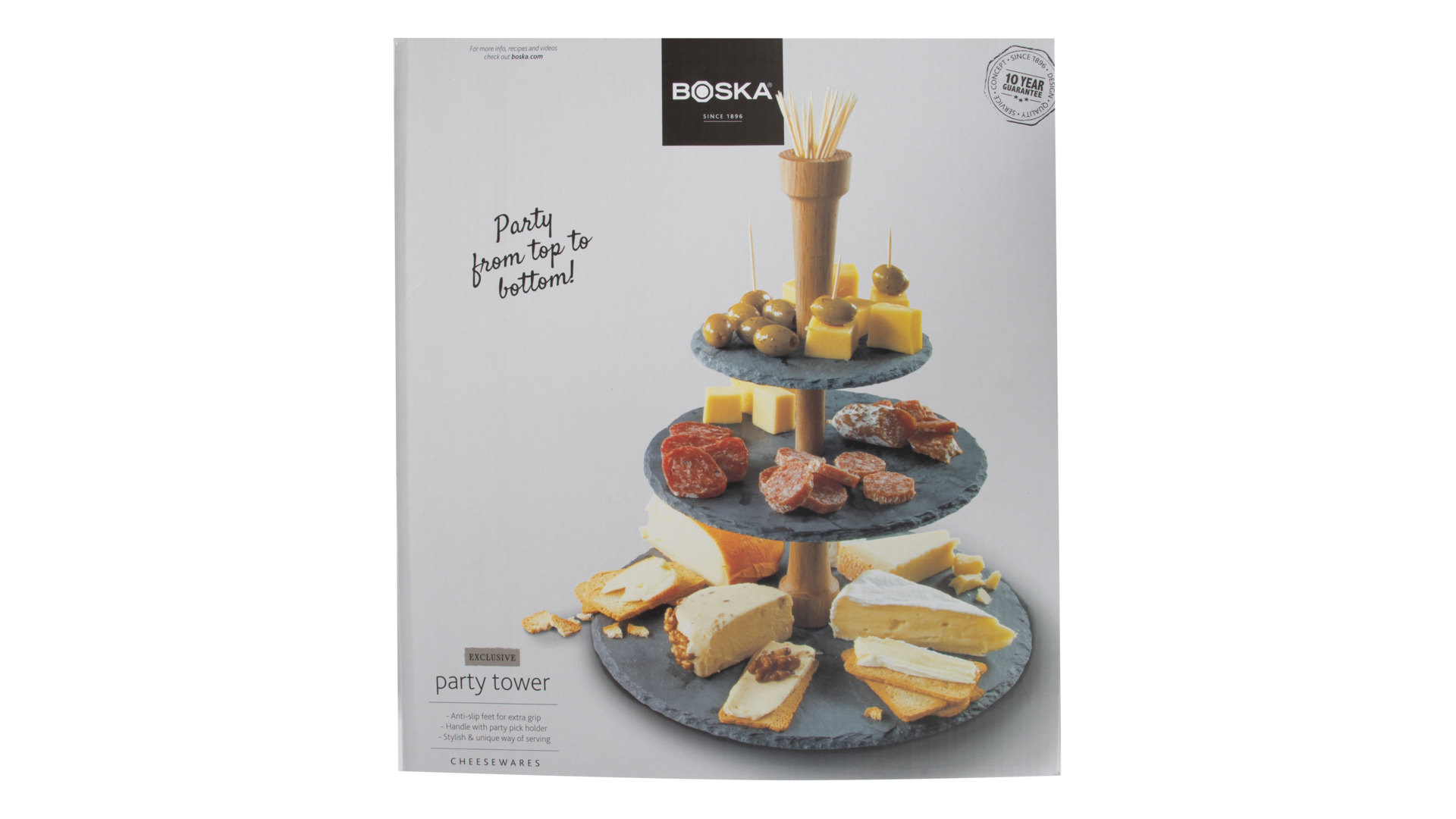 10599399 Boska Блюдо сервировочное трехъярусное Boska "Party" для сыра и закусок 30см, сланец, дуб, (черное) Сланец  - Вид №6