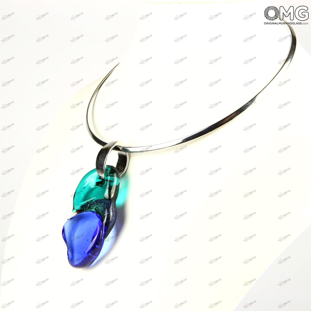 2650 ORIGINALMURANOGLASS Синяя подвеска - плавленное стекло - Original Murano Glass OMG 28 см 