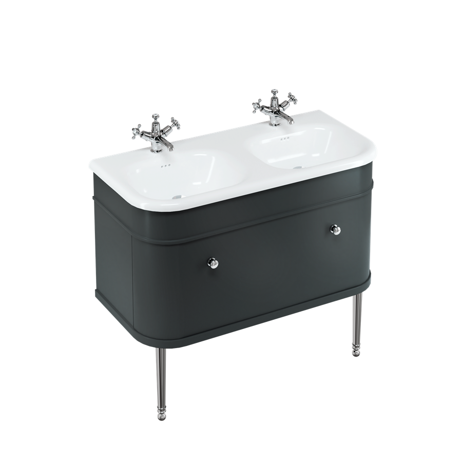 Burlington Chalfont Chalfont 1000мм Тумба с одним выдвижным ящиком - Матовый черный с золотыми ногами CH100MB-CHLEGGOLD  - Вид №2