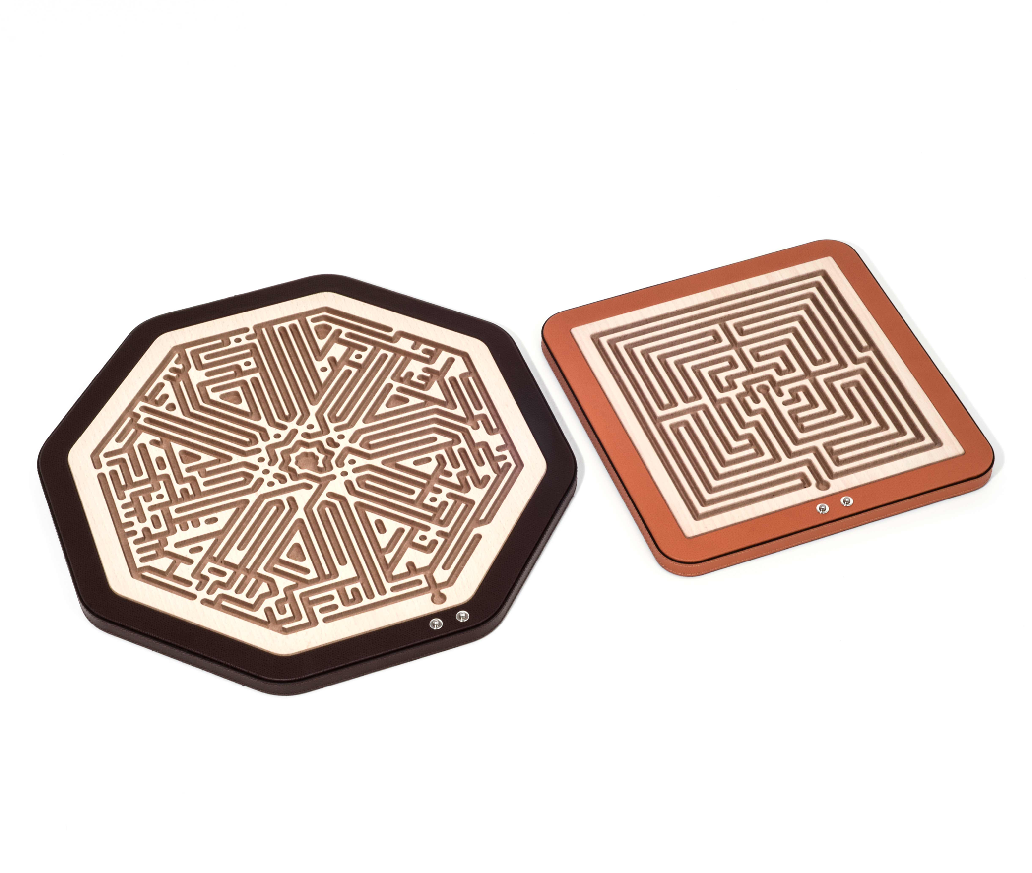 Jinn Octagonal Labyrinth - 38X38XH2 см / зернистая кожа_белый Pinetti 00.1014.029.000 - Вид №3