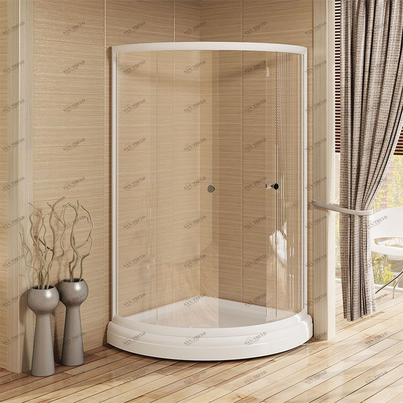 Душевой угол 110 (радиальный), стеклянные шторки (прозрачные), поддон на раме-подставке с устройством слива, профиль белый Radomir 1031000050