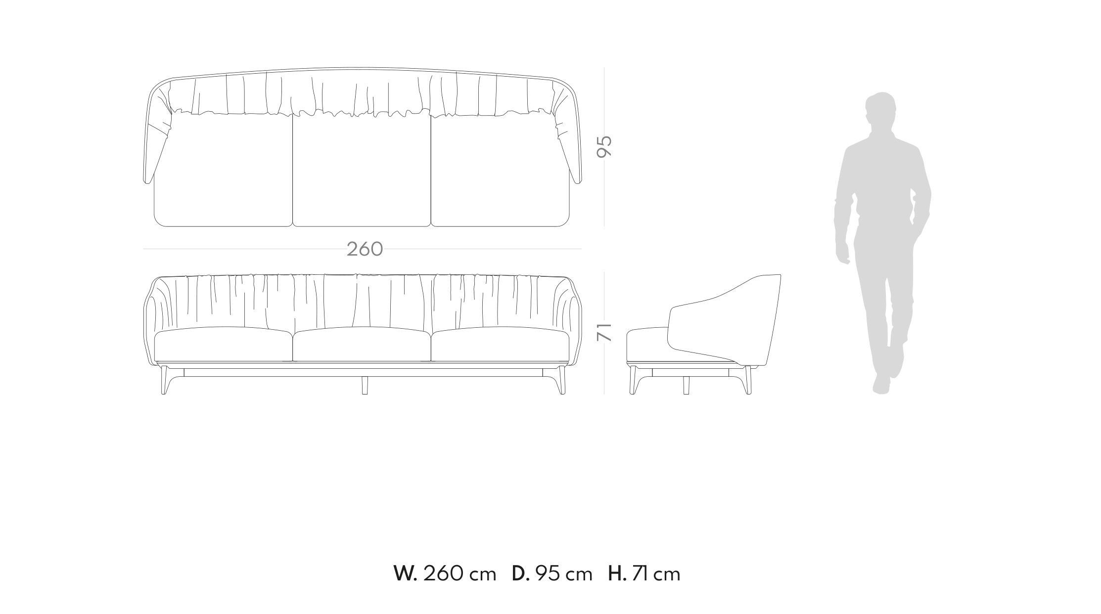 3-местный тканевый диван PRADDY Natur ARCH-00020690 - Вид №6