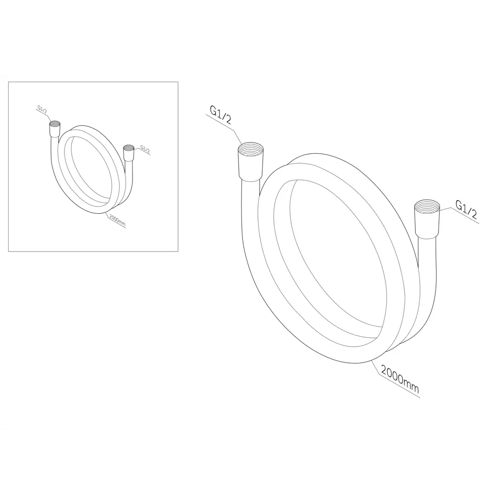 Душевой шланг AM.PM 2 метра черный матовый с защитой от перекручивания 89409675 STLM-1569030 - Вид №1