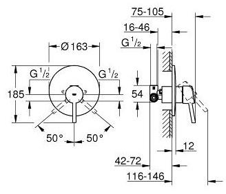 Смеситель для душа GROHE Concetto (внешняя и встраиваемая части), хром (32213001) - Вид №1
