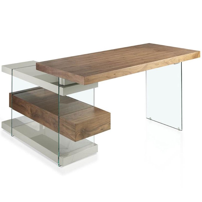 Письменный стол белый с полками и прозрачными ножками Decora ANGEL CERDA  147534 Белый;коричневый  - Вид №4