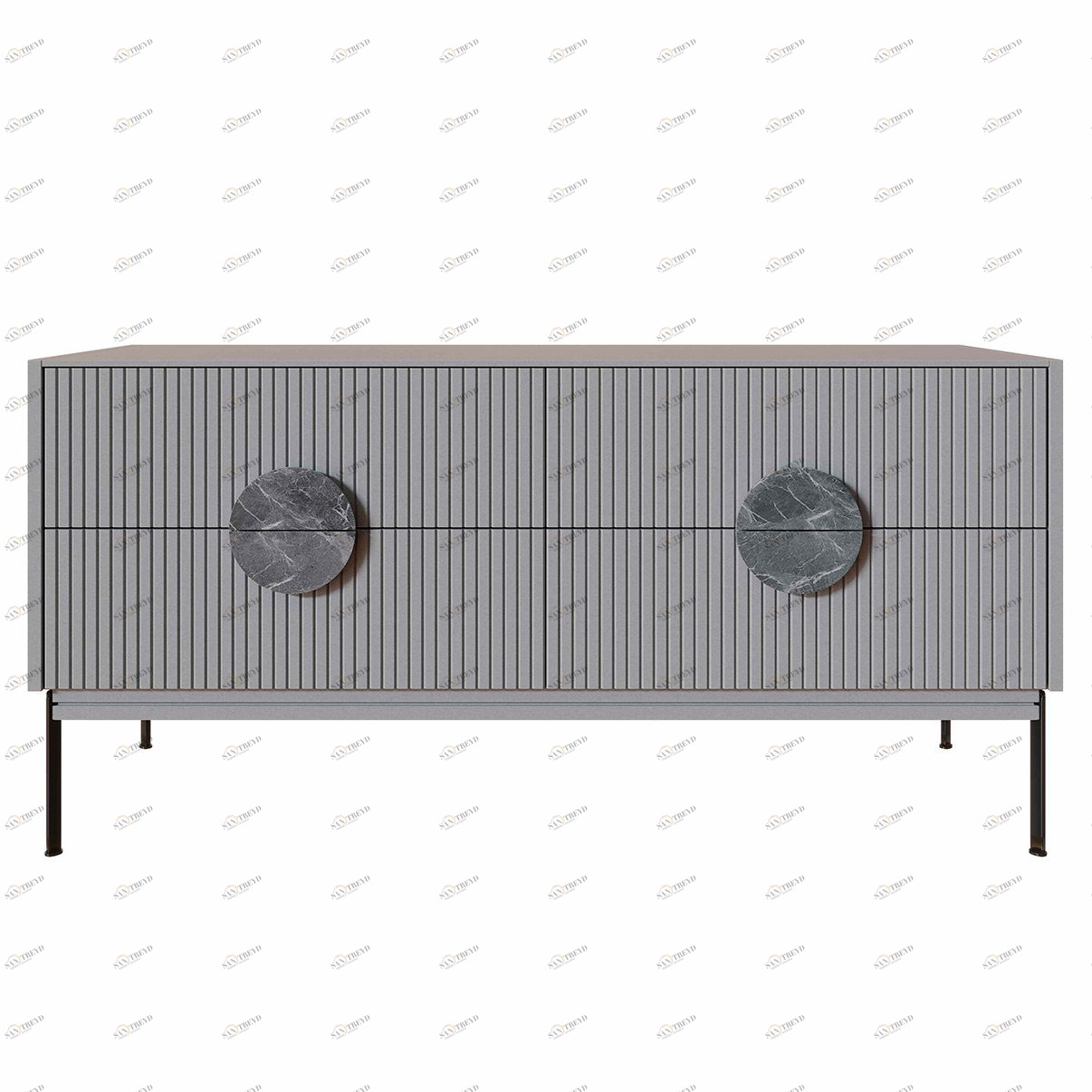 Комод низкий с четырьмя ящиками светло-серый Alto BRAGIN DESIGN ДИЗАЙНЕРСКИЕ, LIVING 00-3862448 Серый 