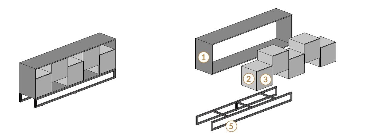 Низкая деревянная офисная мебель с распашными дверями About Office Bold58 ARCH-00066171 - Вид №5