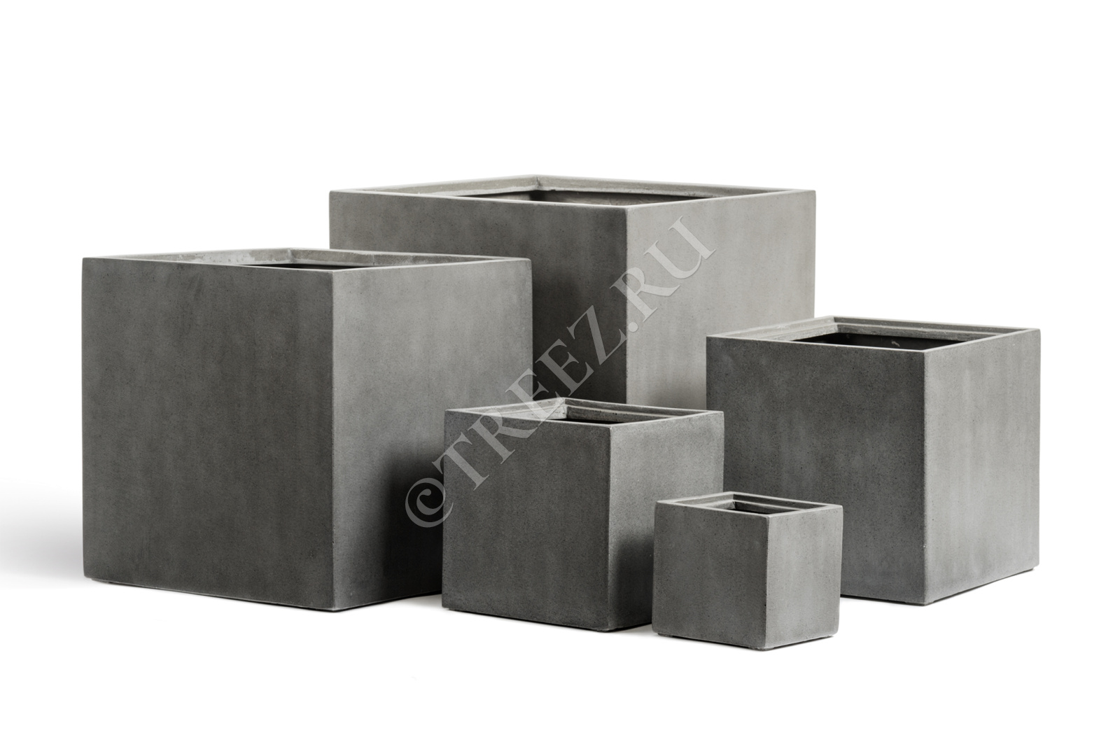 41.3317-02-005-GR/XL-30 Кашпо  Effectory - серия Beton - Куб (без вставок) - Тёмно-серый бетон Цветочная коллекция 