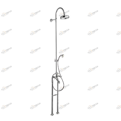 CRILD103 Напольный смеситель для ванны с регулируемым верхним душем с защитой от накипи, гибким шлангом и ручным душем с защитой от накипи и направляющей Cristina Rubinetterie 