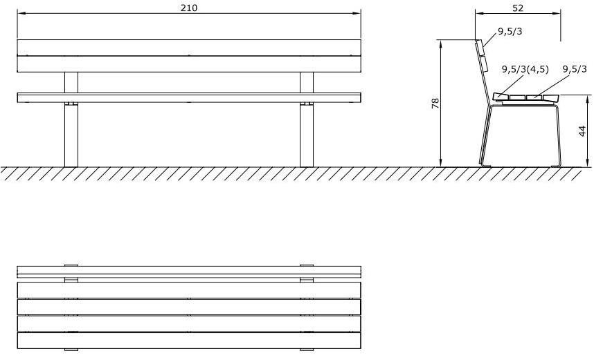 Euroform W Деревянная скамейка со спинкой  1405, 1407  - Вид №5