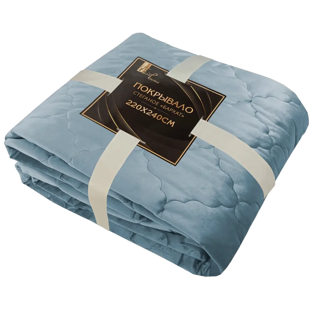 Покрывало Ромб 220x240 см бархат цвет серо-голубой Бельвита STLM-2176374 - Вид №3