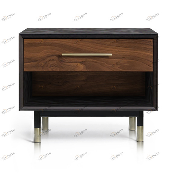 Тумбочка прикроватная с ящиком американский орех Impala ACWD IMPALA 00-3981930 Коричневый;черный 