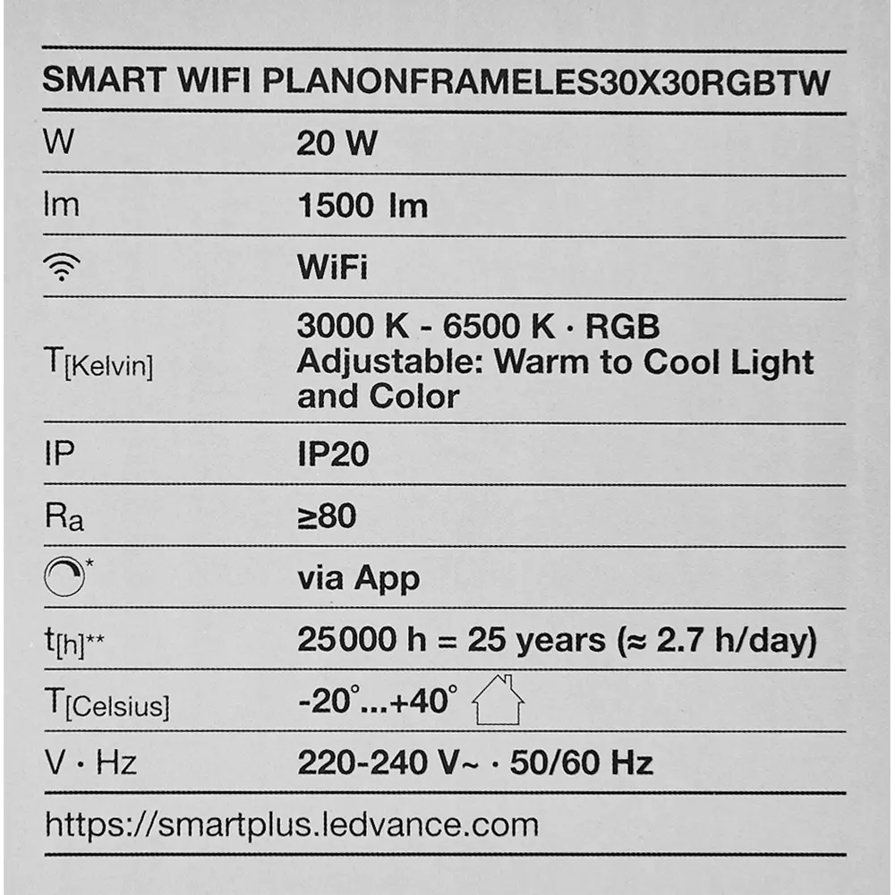 Безрамный накладной светильник WiFi 20 Вт IP20 RGBW, 30X30 мм, 1500 Лм LEDVANCE STLM-2170226 - Вид №17