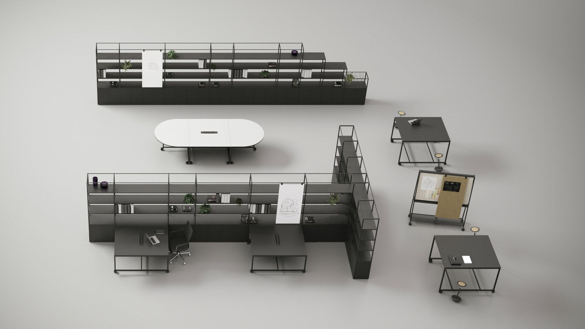 Модульный рабочий стол со встроенной полкой FANTONI ателье ARCH-00044823 - Вид №8