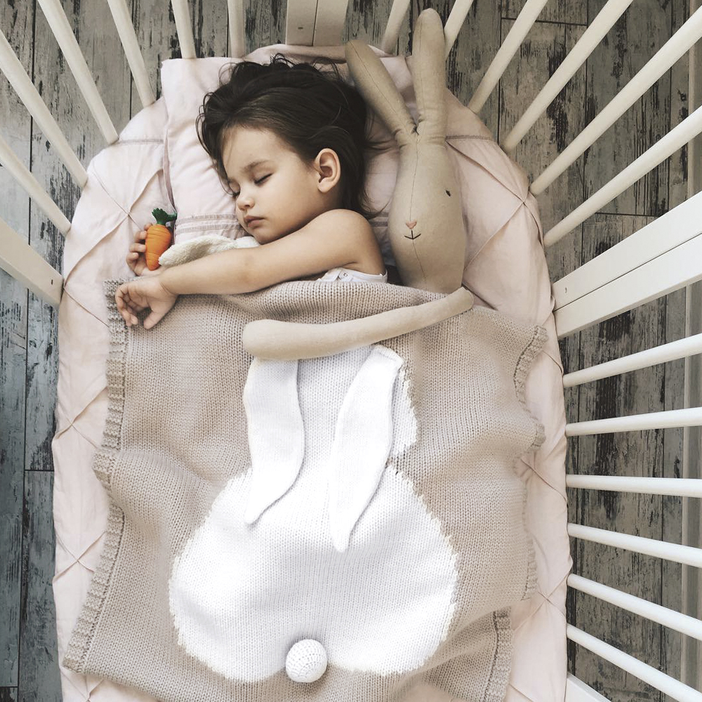 Плед ЗАЙКА 60*90 суровый лен+белый APERO ДИЗАЙНЕРСКИЕ, ЗАЙЦЫ, ЖИВОТНЫЕ 134578 Бежевый  - Вид №2