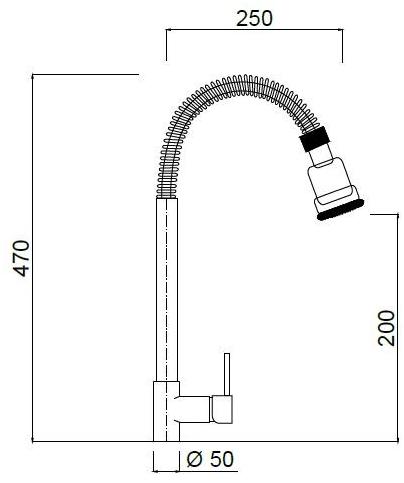 Rubinetteria Giulini Профессиональный смеситель для кухни с вытяжным душем Futuro F6554 - Вид №1