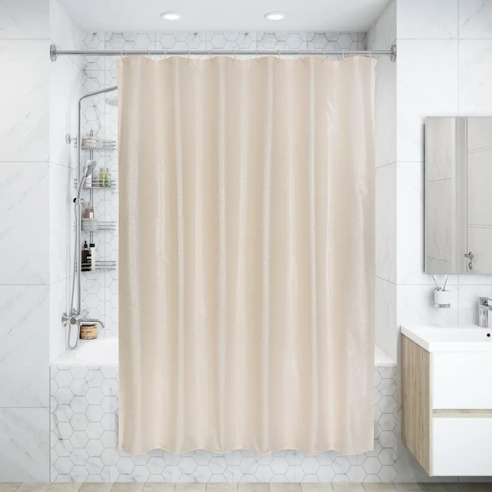 Штора для ванной комнаты «La perla» 180х200 см цвет бежевый WESS STLM-2057532