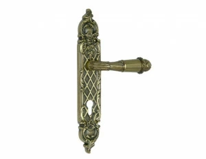 0A1720.85Y.01 Набор ручек дверных на пластинах с каплевидным вырезом европрофиль 85мм Золото 24К