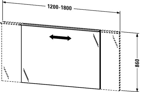 XL749704747 Зеркало изменяемой ширины с подсветкой X-Large #XL7497 1201-1800 x 36/105 мм Каменно-синий глянцевый лак Duravit - Вид №1