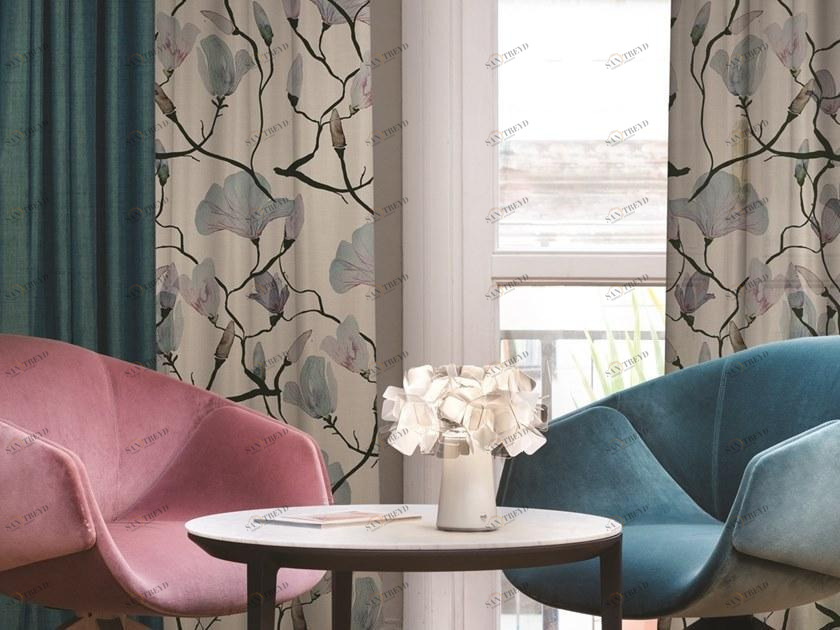 Inkiostro Bianco Тафта в современном стиле с цветочным узором для штор Collection 2017/2018 sun-id-1490713