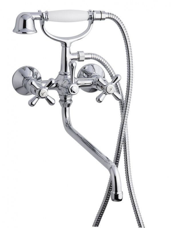 12011СМ35CR Смеситель Deco Classic с длинным изливом (35см) и ручным душем для ванной, цвет хром EMMEVI Decò classic