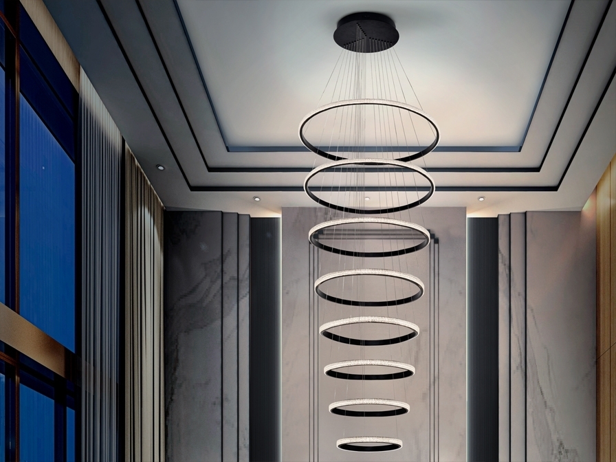 109101 Подвесной светильник 8 колец черный DIM BLUETOOTH 4000K Schuller Ring - Вид №1