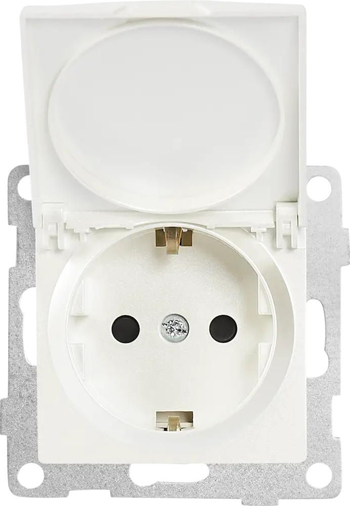 84695694 Розетка встраиваемая влагозащищённая Gusi Electric с заземлением с защитной шторкой и крышкой IP44 цвет жемчуг STLM-0053794