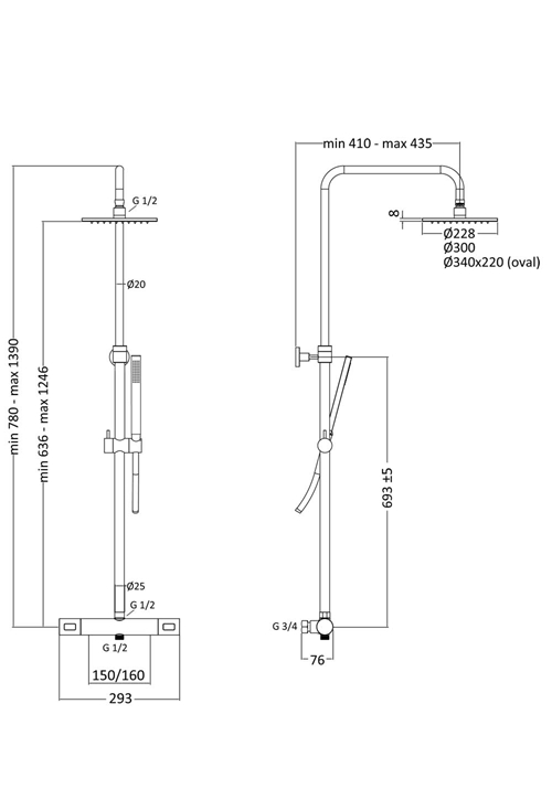 1381690 Mix Round 160Cc M Душевая Головка Ø300Mm Hafa  Хромированный  - Вид №1