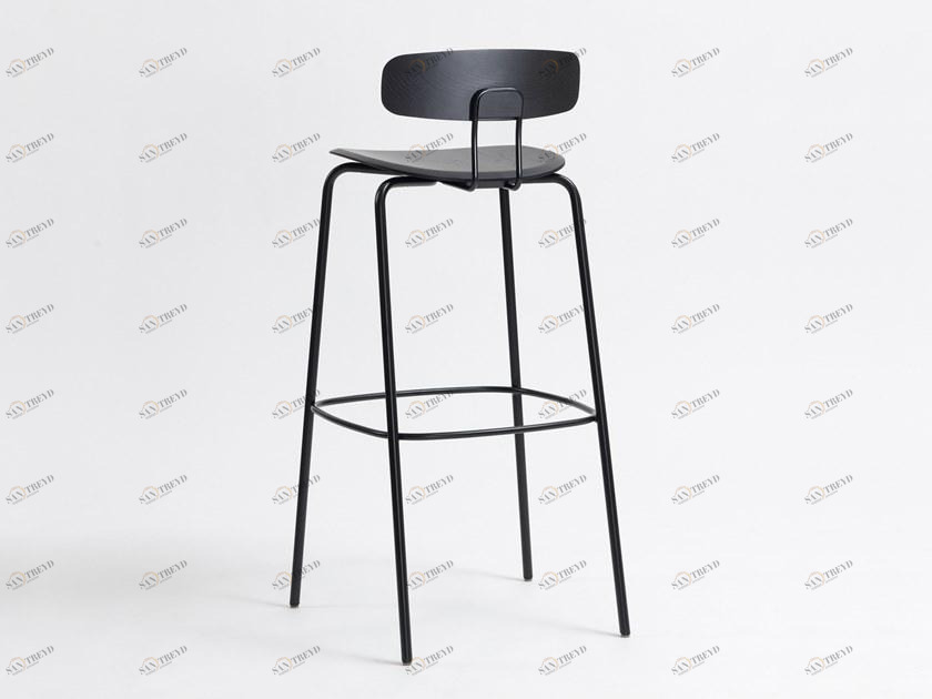 ZEITRAUM Барный стул из стали и дерева со спинкой и подставкой для ног Okito sun-id-1481468