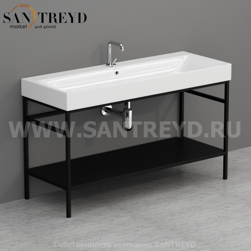 924531 Cento напольная структура из стали, с металлической полкой черной матовой 120 см Kerasan Cento Италия