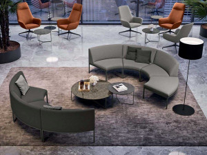 Изогнутый диван из ткани