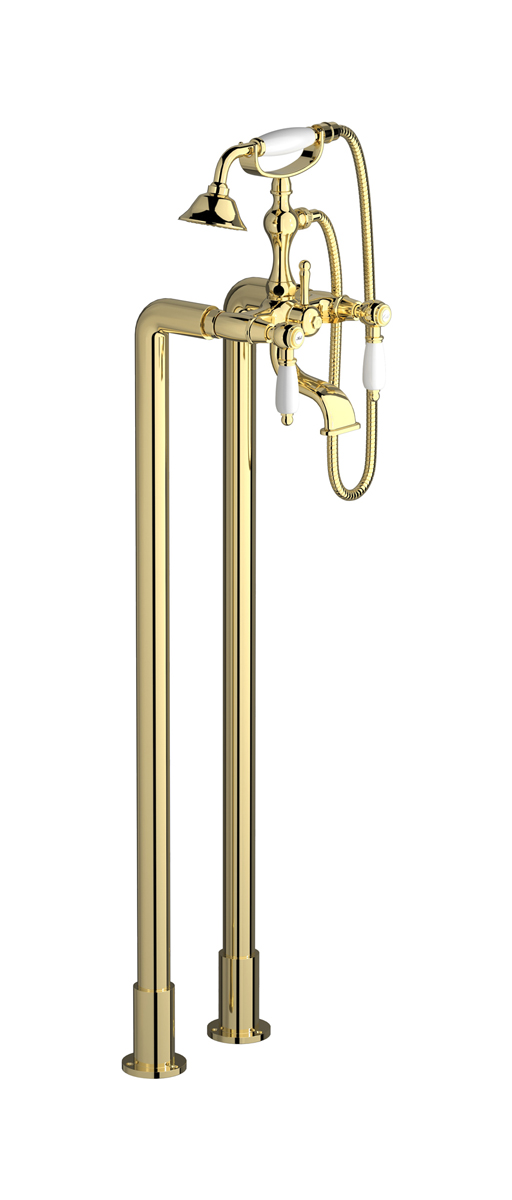 Напольный смеситель для ванны с 2 колоннами и душевым гарнитуром. WE ARE IB hl700ii_2 Pale Gold Hermes