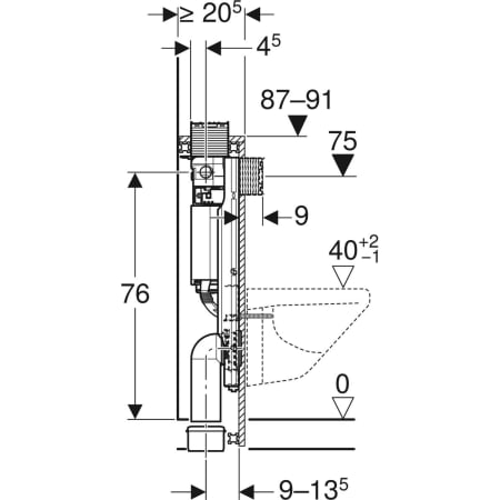 GEBERIT 461.141.00.1 Инсталляция Geberit GIS для подвесного унитаза, 87 см, со смывным бачком скрытого монтажа Omega 12 см  - Вид №3
