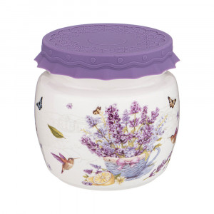 359-795 Посуда фарфоровая Баночка с силиконовой с силиконовой крышкой прованс лаванда 750 мл Lefard