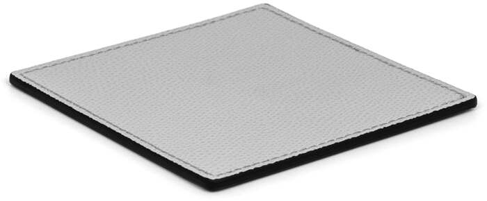 Квадратная подставка - 12x12 см / плетеная кожа_серо-коричневый
