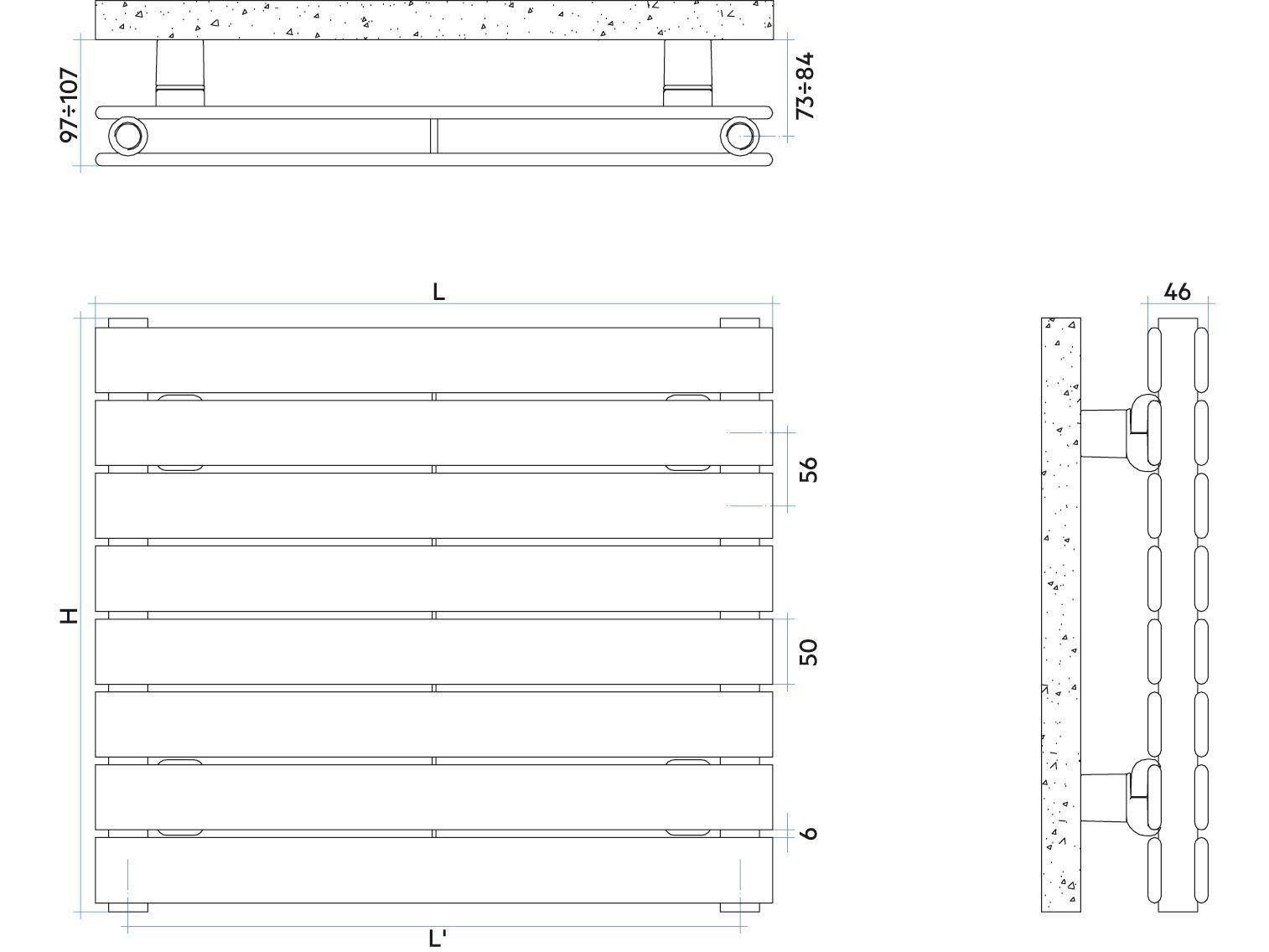 Стальной модульный горизонтальный мебельный радиатор Irsap этаж ARCH-00022219 - Вид №2