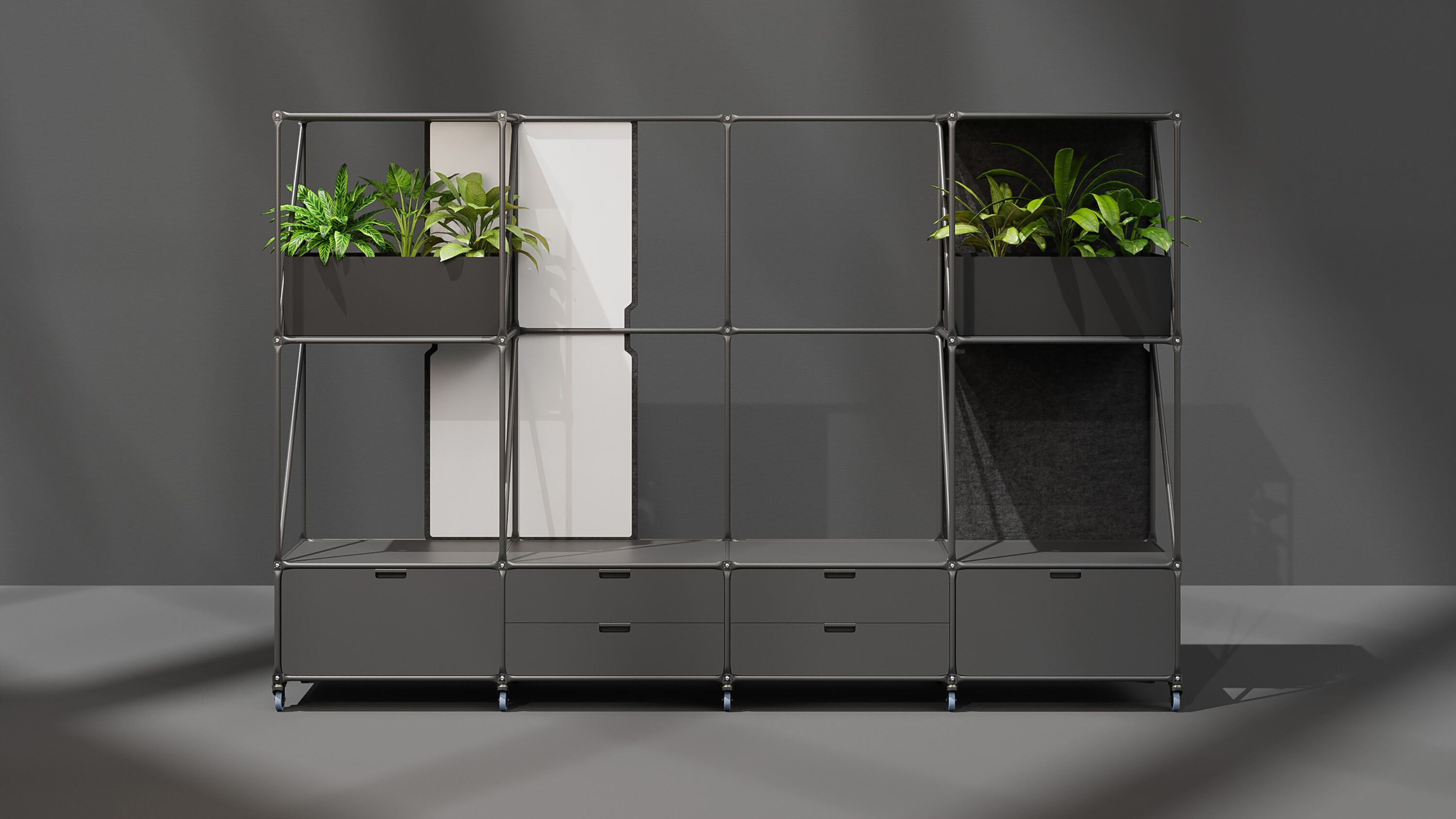 Металлический мобильный офисный перегородка на колесах System 180 Colourful Structures ARCH-00088903 - Вид №1