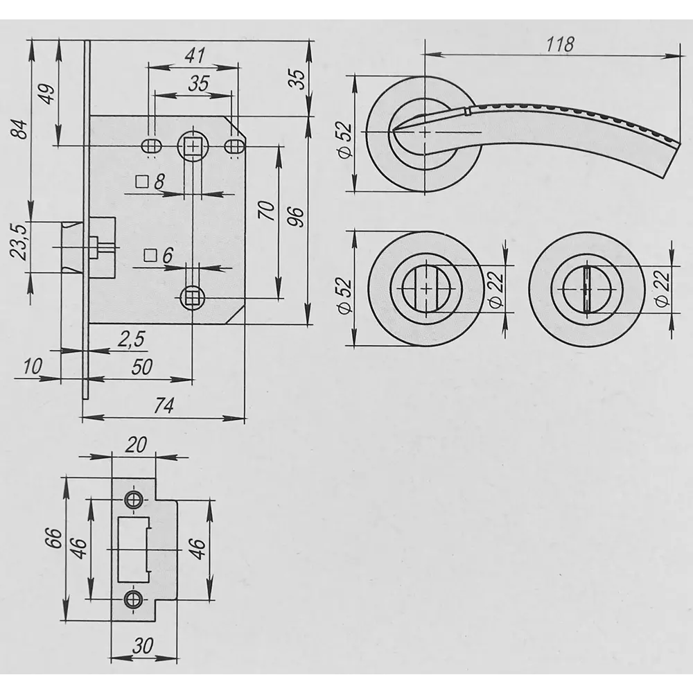 Дверные ручки PUNTO Logica с замковым механизмом в бронзовом исполнении 85202171 STLM-0903686 - Вид №3