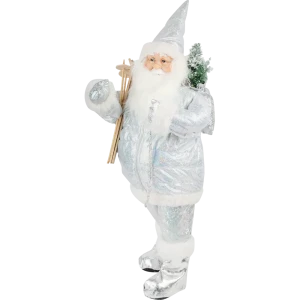 Фигурка декоративная «Дед Мороз с лыжами», 80 см, пластик, цвет белый/синий
