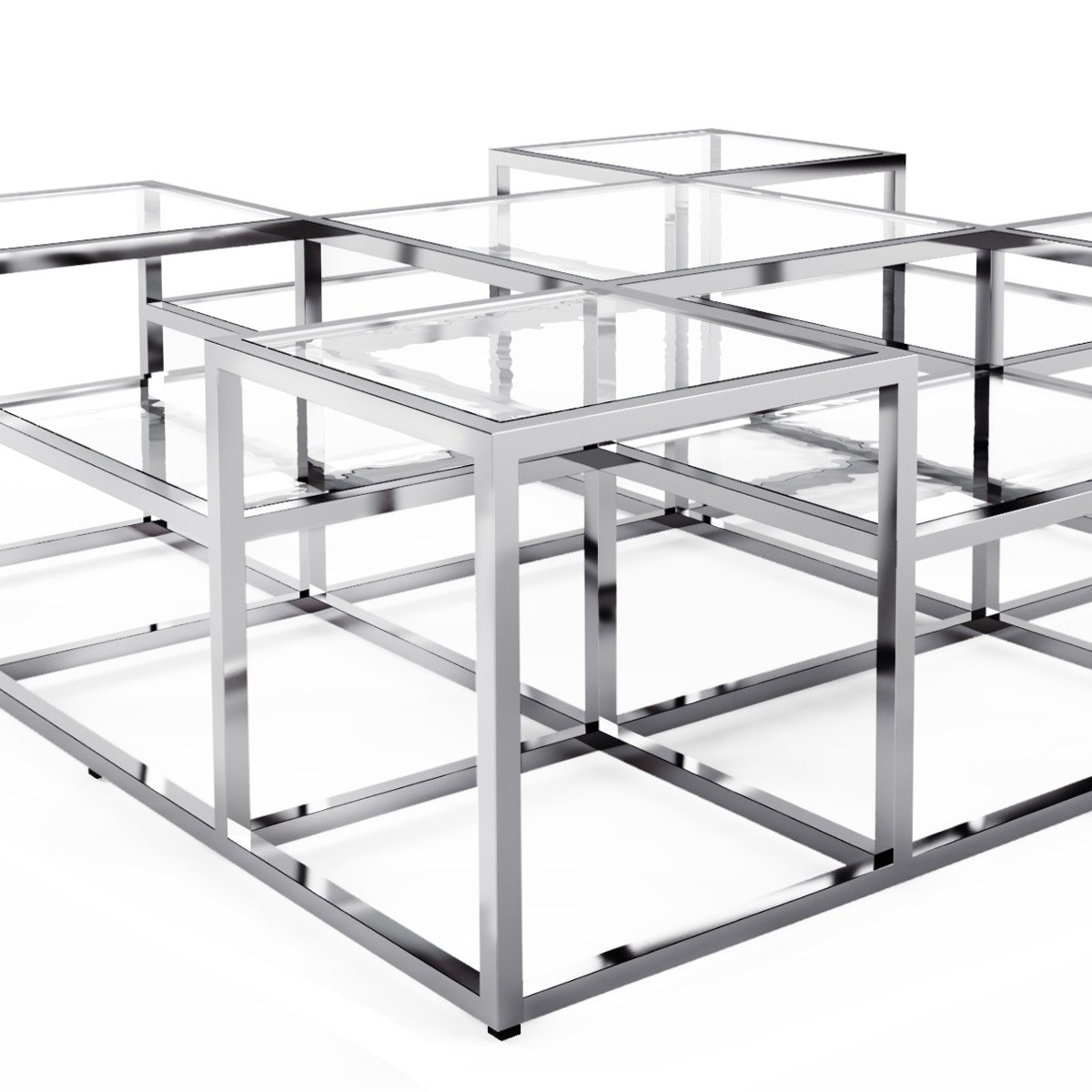 Журнальный столик со стеклянной столешницей 120х120 хром Astoria DELIGHT COLLECTION  00-3882222 Прозрачный;хром  - Вид №1
