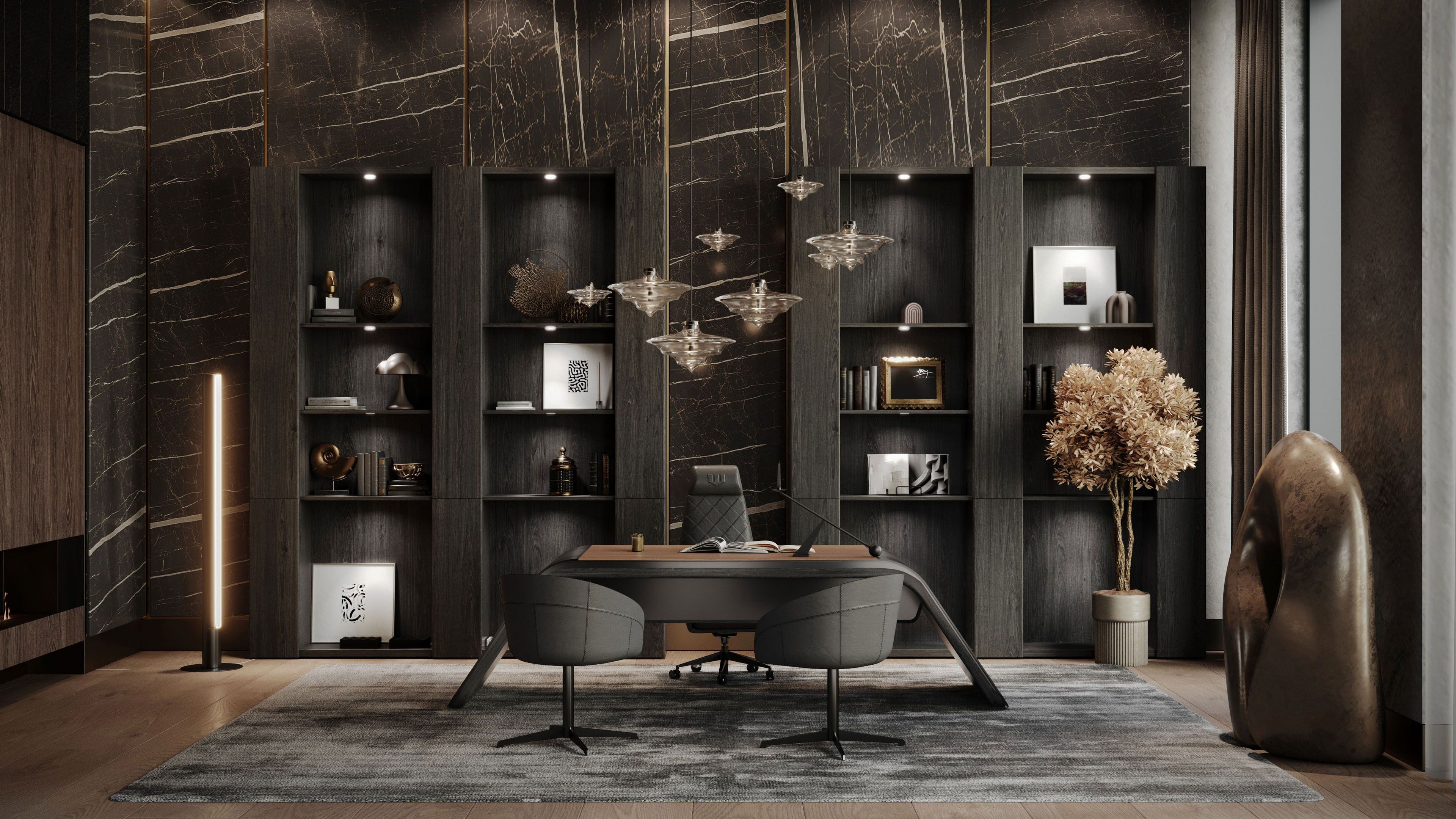 Кожаный поворотный стул с подлокотниками Wayne Enterprises Home Collection WE-137 ARCH-00013796 - Вид №3