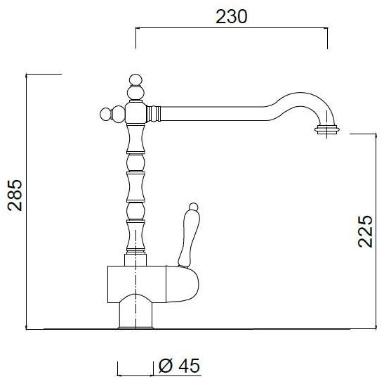 Rubinetteria Giulini Смеситель для кухни, однорычажный, с поворотным изливом Pragamix - pragamix crystal 7520 - Вид №1